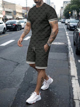 Conjunto Masculino Floral & Letras — Camiseta & Shorts Trend de Verão | Aveluze