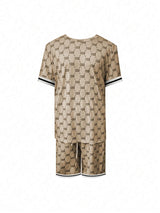 Conjunto Masculino Floral & Letras — Camiseta & Shorts Trend de Verão | Aveluze