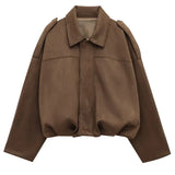 Jaqueta Bomber Suede Feminina Lapela | Aveluze