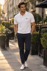 Polo masculina branca — editorial Londres | Aveluze