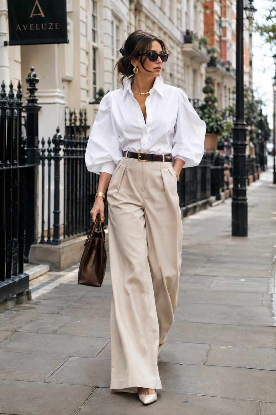 Camisa Branca Oversized Street Style — Aveluze