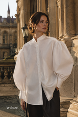 Camisa Branca Oversized Editorial Vitoriana — Aveluze