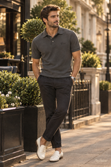 Polo masculina cinza escuro — editorial Londres | Aveluze