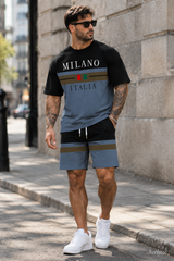 Conjunto Milano Italia azul acinzentado — street style Londres | Aveluze