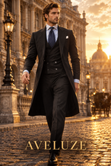 Aveluze Terno Preto Fraque Longo